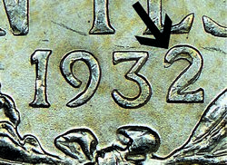 KM 455 1932 1 repunched 2 detail