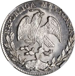 KM 375.6. 4r Mexico City 1863 2 Mo CH reverse