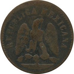 KM 391.7 1873 Oaxaca 1c counterfeit reverse