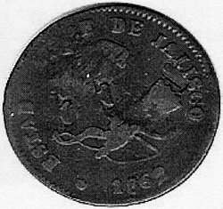 KM 330 ⅛ real 1862 1 counterstamped 9 J and CC