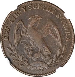 KM 365 ¼ real 1861 Sonora reverse